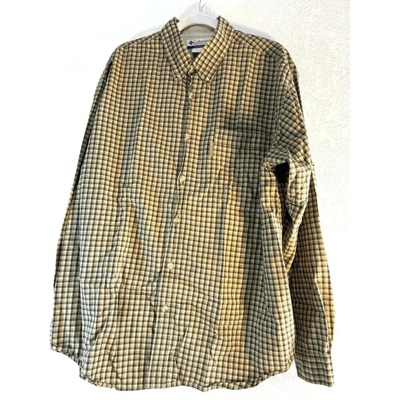 Columbia Shirt Mens Size XL Brown Checked Button Down Long Sleeves Chest Pocket - Picture 1 of 7